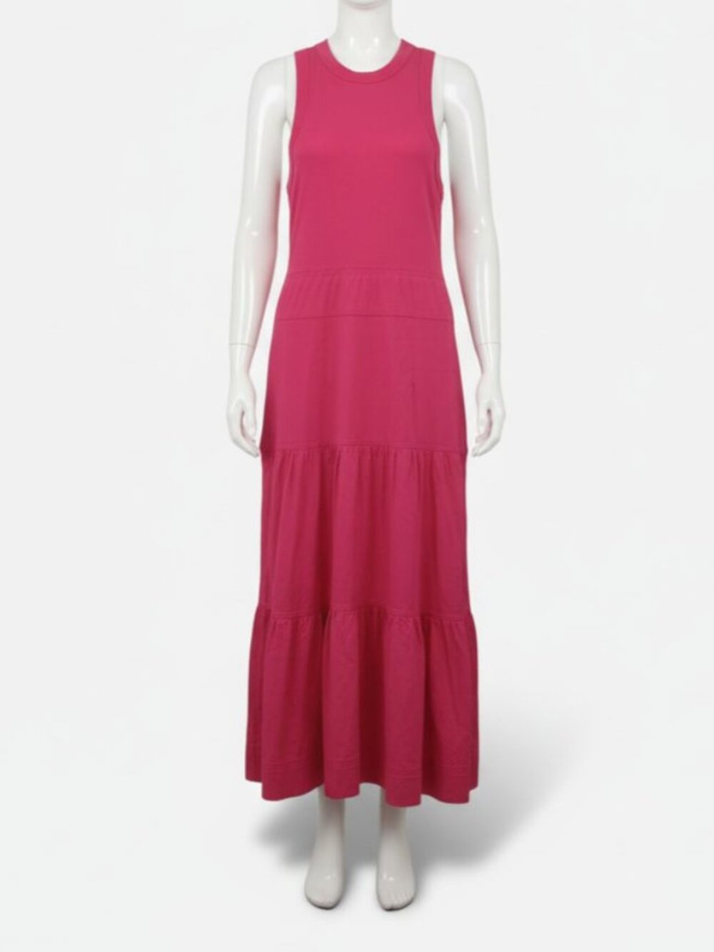 Veronica Beard Jeans Women's Pink Austyn Sleeveless Tiered Maxi Dress Size Small